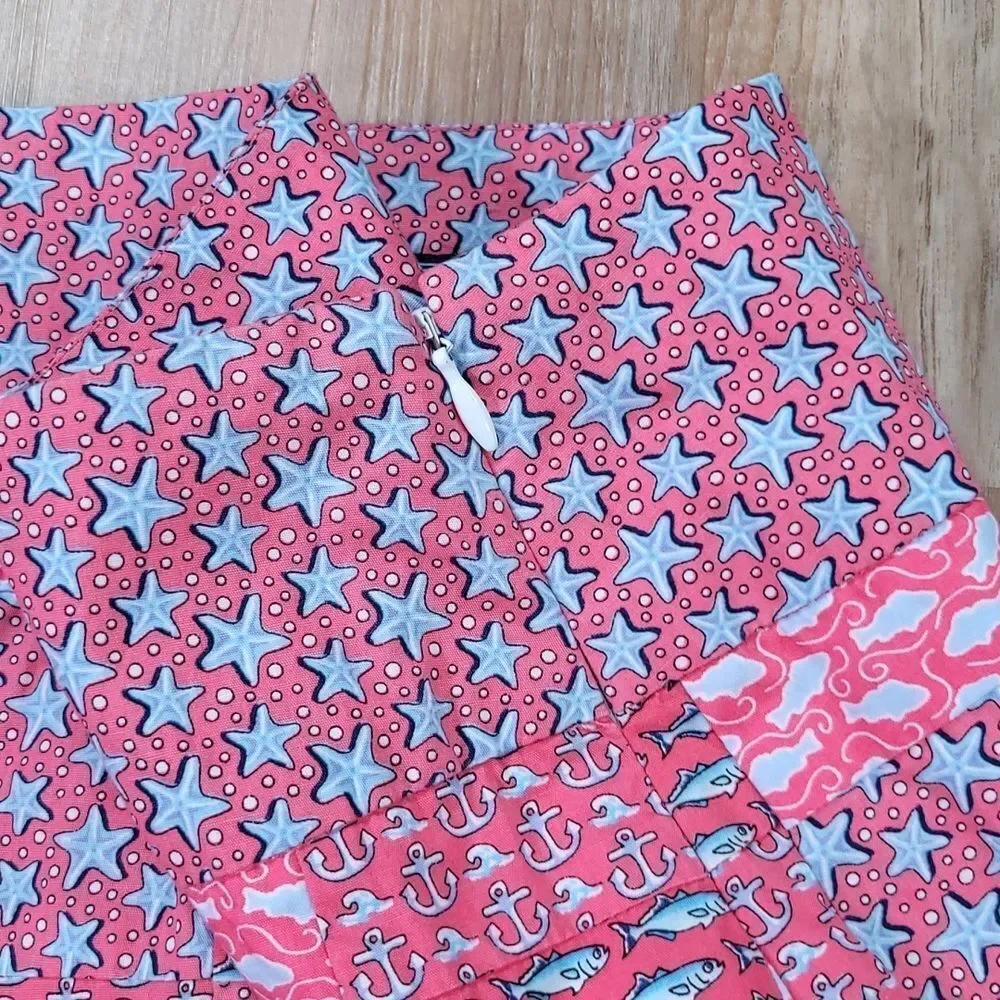 ☔️🔹️Vineyard Vines Pink & Blue Nautical Patchwork Wraparound Skirt Size 4